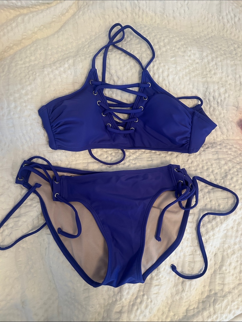 Target Royal Blue Lace-Up Bikini Set S/M